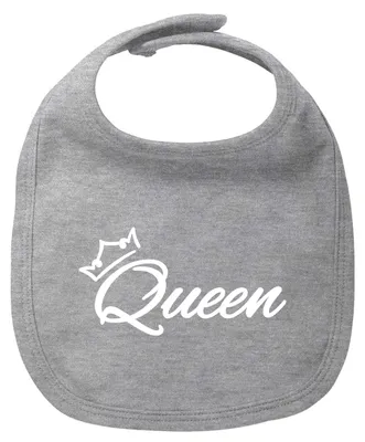 Produktbild von Huuraa Baby Lätzchen Queen Krone Heather Grey Klettverschluss  Baumwolle Latz Geschenkidee