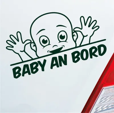 Produktbild von Auto Aufkleber Baby an Bord on Tour Lustig 22x12 cm Dunkelgrün Sticker Heckscheibenaufkleber