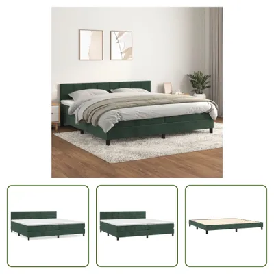 Produktbild von The Living Store Boxspringbett mit Matratze Dunkelgrün 200x200 cm Samt