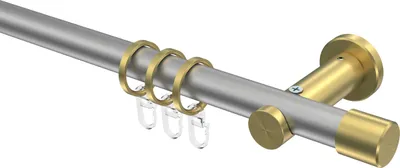 Produktbild von Interdeco Gardinenstange / Vorhangstange Silbergrau / Messing-Optik, Typ Platon Santo (Kappe), 20 mm Ø 1-läufig, 420 cm