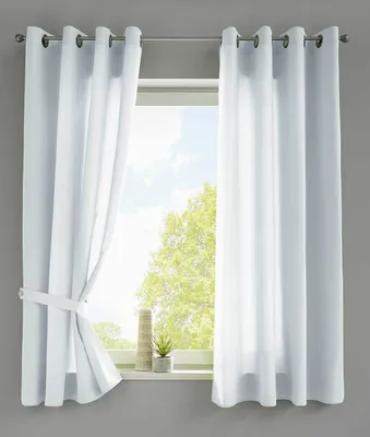 Produktbild von 2er Set Vorhänge Schal Ösen »Berlin« HxB 145x140 cm Weiß Blickdicht Microsatin Lichtdurchlässig Uni Matt 20405N2