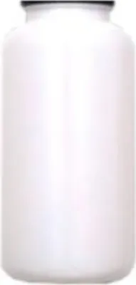 A white cylindrical container with a black lid.
