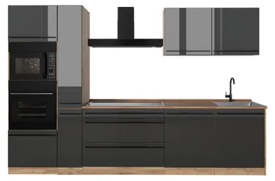 Imagen del producto de Mueble de cocina Vicco R-Line Antracita alto brillo/Roble dorado 310 cm encimera Roble dorado, Model 66438