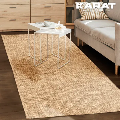 Produktbild von Webteppich Ella 2 Farben robust pflegeleicht und hochwertig Beige 80 x 150 cm
