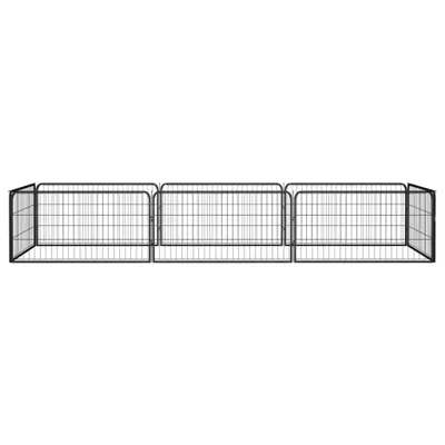Zdjęcie produktu dla vidaXL 8-częściowy kojec dla psa czarny 100x50 cm stal malowana proszkowo