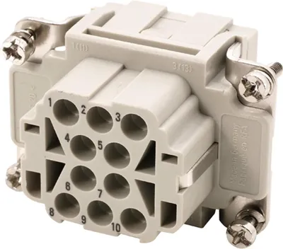 Produktbild von HARTING Han 10EE Buchseneinsatz (F) Crimpanschluss, 10-polig+PE 500V, 16A - 1 Stück