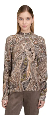 Productafbeelding van Betty Barclay dames fijngebreide trui met opstaande kraag, maat 38, grijs/beige