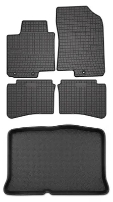 Productafbeelding van Rubberen automatten + kofferbakmat voor Hyundai i20 II vanaf 2014 – 5-delig, zwart, op maat – Wielganizator SolidPRO