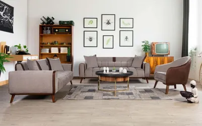 Produktbild von Möbel Einsitzer Sessel Textil Wohnzimmer Lounge Design Sofa Möbel Farbe Grau