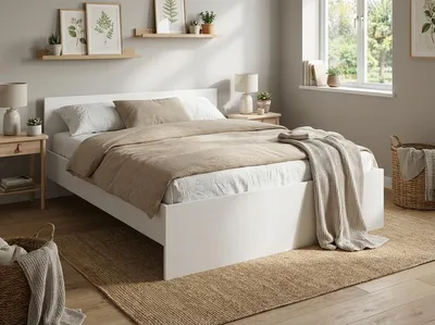 Produktbild von Bett ELISA 160x200, weiß, ohne Lattenrost, ohne Matratze, KI-generiertes Bild