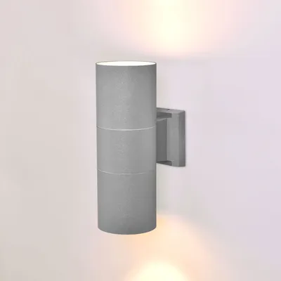 Produktbild von Außenwandleuchte Aluminium Grau 1258-108BG: Modernes Design, IP44, 2x GU10 Fassung für flexible Beleuchtung
