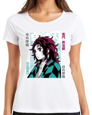 Produktbild von Tanjiro Demon Slayer Schwert Dämonenjäger Wasseratmung Japan Y2K Damen T-Shirt, Weiß, S