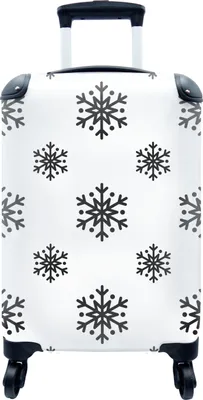 Produktbild von MuchoWow® MuchoWow® Koffer Handgepäck Trolley Rollkoffer Kleine Reisekoffer mit 4 Rollen - Schneeflocke - Winter - Schwarz - Weiß - Muster - Cabin Size < 55x40x23 cm & 55x40x20 cm - Fotokoffer - Kabin