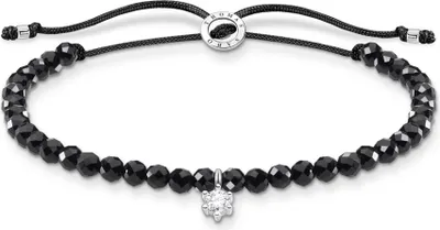 Produktbild von Thomas Sabo A1987-401-11 Armband Schwarze Perlen mit Weißem Stein Silber