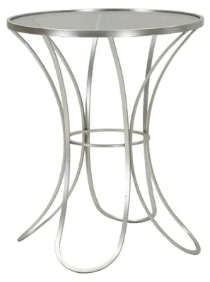 Image de Table d'appoint Trixy Ø 56 cm en fer et verre argenté