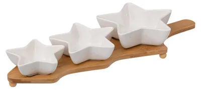 Produktbild von Sternförmige Schälchen auf Bambus-Tablett, 42 cm