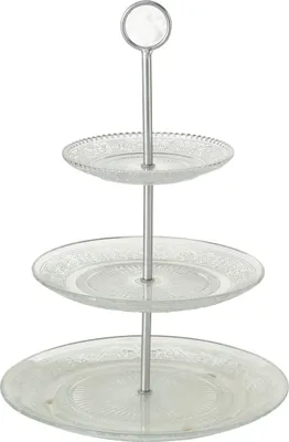 Zdjęcie produktu dla Szklana patera z trzema poziomami, RELIEF, 35 cm