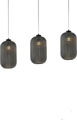 Zdjęcie produktu dla Krizia lampa wisząca z czarnego lakierowanego żelaza, regulowany kabel, klosz z lustrzanego szarego szkła, 1 światło