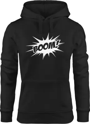 Produktbild von Kapuzen-Pullover Damen Comic Boom Hoodie Moonworks® schwarz XL