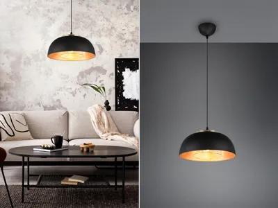 Produktbild von Reality Punch Pendelleuchte E27 ⌀35cm Schwarz Matt Höhenverstellbar