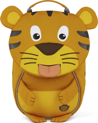 A tiger-shaped backpack for children.