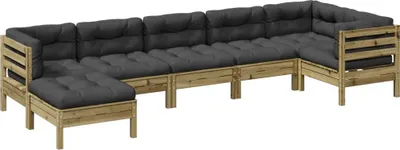 Produktbild von vidaXL 7-tlg. Garten-Sofagarnitur mit Kissen Kiefernholz Imprägniert
