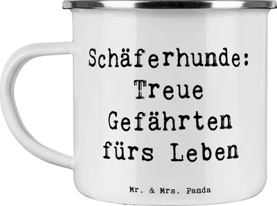 Produktbild von Mr. & Mrs. Panda Teetasse Spruch Schäferhund Gefährten - Weiß - Geschenk, wanderbecher, Hundeliebhaber, aktiver Hund, Emaille Tasse, becher, Polizei, Hütehund, loyal