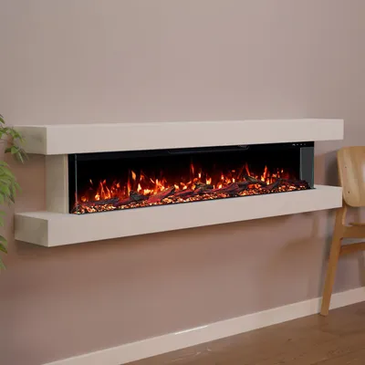 Produktbild von Glow Fire Elektrokamin 'Clear Wall 50' | Multicolor LED Wandkamin mit Heizung in weiss (1800W) | HxBxT: 39x157x21 cm
