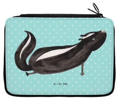 Produktbild von Mr. & Mrs. Panda Federtasche Stinktier Yoga - Türkis Pastell - Geschenk, Federmappe, Federmäppchen, Skunk, Bleistiftetui, Liebe, Schlampermäppchen, Lebe, Schulmäppchen