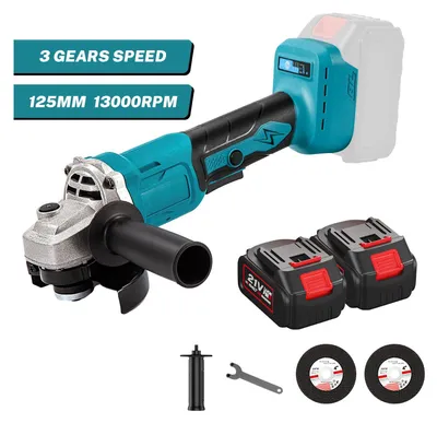 Image de Meuleuse d'angle, moteur sans balais, réglage de la vitesse en continu, avec 2XBattery, EU