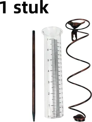 Productafbeelding van Famanu Regenmeter, glazen spiraalvorm - Ophangbare regenmeter met metalen frame