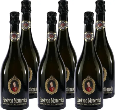 Produktbild von Fürst von Metternich Riesling Sekt Extra Trocken (6 x 0,75 l) - Deutscher Premiumsekt aus ausgesuchten Lagen in der Pfalz, in Rheinhessen und im Rheingau