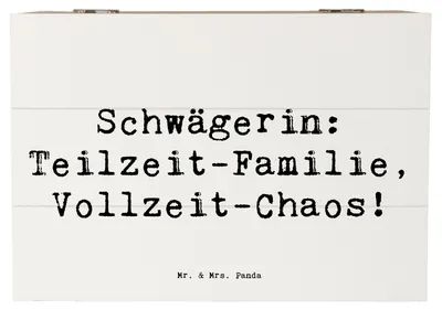 Produktbild von Mr. & Mrs. Panda Truhe Spruch Schwägerin Chaos 22 x 15 cm - Weiß - Geschenk, Verwandte, Familiengeschenke, Persönliche Geschenke, Schatulle, Schwägerschaft, Kiste, Freude
