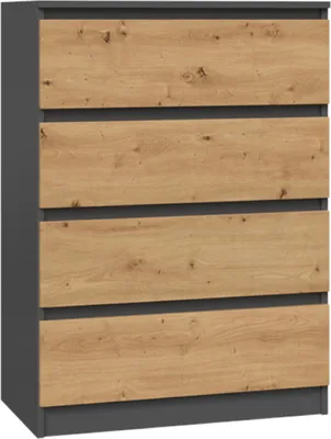 Obrázok produktu pre VBChome Komoda so 4 zásuvkami 70 x 40 x 97 cm Dub Artisan - antracit Bezúchytková komoda Viacúčelová skriňa do predsiene Spálňa Obývacia izba Detská izba Moderný dub Artisan - antracit