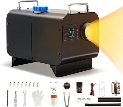 Image de Chauffage d'appoint 12 V avec écran LCD - Chauffage diesel 8 kW avec télécommande - faible consommation - pour voiture, camion, bateau, bus, noir