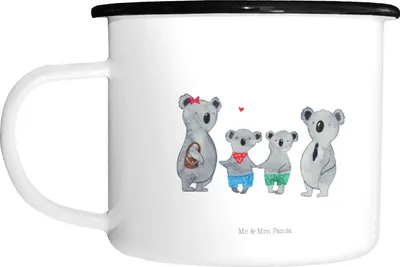 Produktbild von Mr. & Mrs. Panda Teetasse Koala Familie zwei - Weiß - Geschenk, Muttertag, Emaille Becher, Tasse, Pott, Familienzeit, Große, Koalabär, Haferl