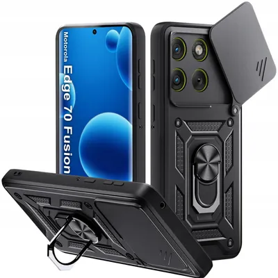 Zdjęcie produktu dla Etui Pancerne Czarne Slide Do Motorola Edge 70 Fusion Wzmacniane