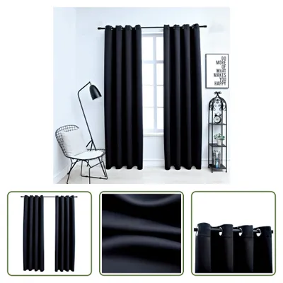 Image de The Living Store Rideaux occultants avec œillets métalliques 2 pcs. noir 140x245 cm