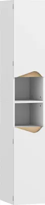 Immagine prodotto di Mobiletto alto per bagno, bianco, 2 ante, 2 ripiani aperti, ripiani regolabili