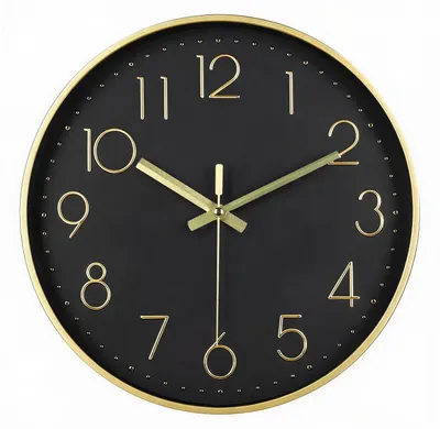 Image de IvoQ Horloge mural moderne - Noir/Or - 30 cm - Mouvement silencieux - Horloge murale 3D