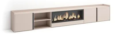 Produktbild von TV-Möbel Holzeffekt beige 315x35x50cm Kamin mit Feuereffekt XXL