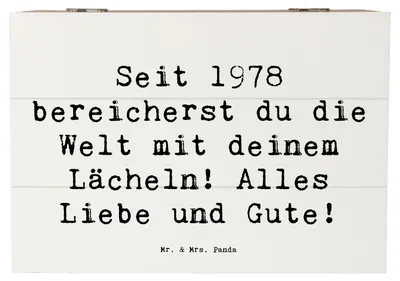 Produktbild von Mr. & Mrs. Panda Kiste Spruch 1978 Geburtstag 22 x 15 cm - Weiß - Geschenk, Geburtstagsgeschenk, Glückwunsch, Happy Birthday, Erinnerungsbox, Geschenkbox, geboren, 45.