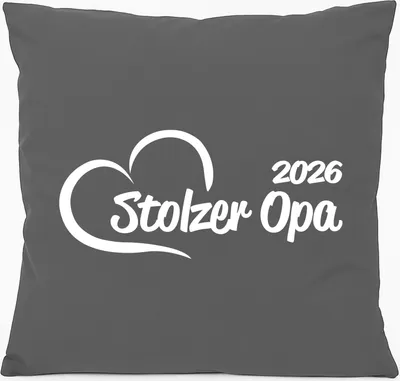 Produktbild von Huuraa Kissen Stolzer Opa 2026 Herz 40x40cm mit Füllung Steel Grey Baumwolle Dekokissen Geschenkidee
