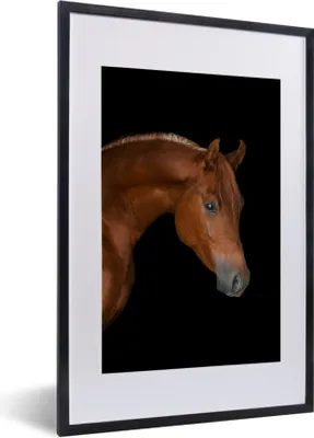 Produktbild von MuchoWow® MuchoWow® Gerahmtes Poster Pferd - Schwarz - Tier 40x60 cm - Poster mit zchwarzem Bilderrahmen - Poster in Rahmen