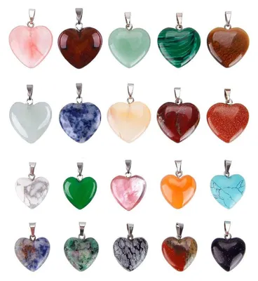 Produktbild von Set mit 20 herzförmigen Steinhängern für DIY-Schmuck