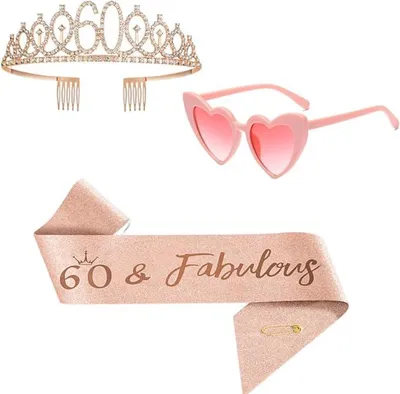 30. Geburtstagsset: Tiara, Schärpe & Herzbrille für Frauen