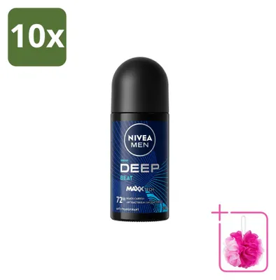 Productafbeelding van 10 x NIVEA MEN Deep Beat Deodorant roller - 50 ml - Voordeelverpakking - 10 stuks