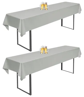 Obrázek produktu pro Dva potahy na pulty pro pivo, světle šedé barvy, rozměry 110x260 cm, univerzální, vhodné pro pulty o šířce 50/70 cm, omyvatelné, vyrobené z polyesteru