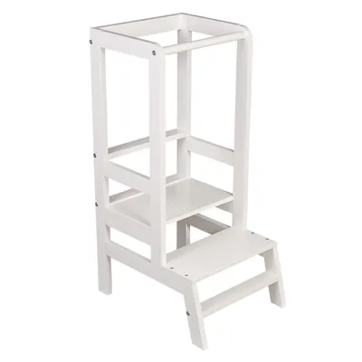 Produktbild von Lernturm "Step" aus Massivholz - Höhenverstellbar, Kippsicher, Montessori Learning Tower für Kinder 1-4 Jahre