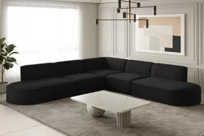 Produktbild von Ecksofa Designersofa PALMA in Stoff Opera Velvet Schwarz Seite Universal